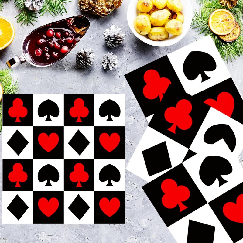 100Pcs Casino Napkins Poker Napkin Casino Party Supplie Disposable Casino Party Cocktail Napkins Las Vegas Napkin for Casino Night Poker Game Themed Card Playing Club Heart Casino Birthday Party Decor