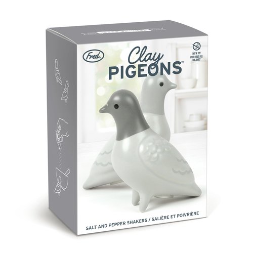 Genuine Fred CLAY PIGEONS, Ceramic Pigeon Salt and Pepper Shakers