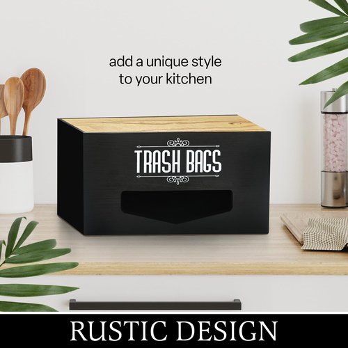 [MG Prime Product] Trash Bag Dispenser, Garbage Bag Holder, Trash Bag Organizer Wall Mount, Wooden Trash Bag Roll Holder for Plastic Bags Countertop, Trash Bag Stand, Outdoor Trash Bag Holder