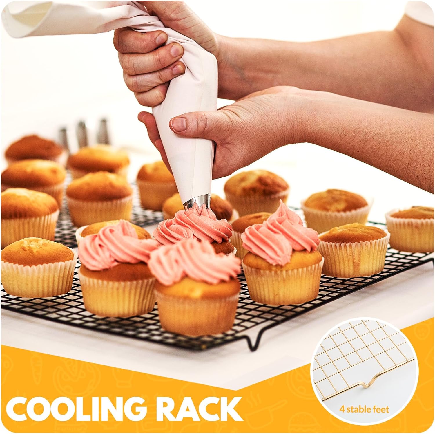 Skiennix Cooling Racks - 2 PCS Stainless Steel Baking Racks | Oven Safe, 14.8x10 Inches