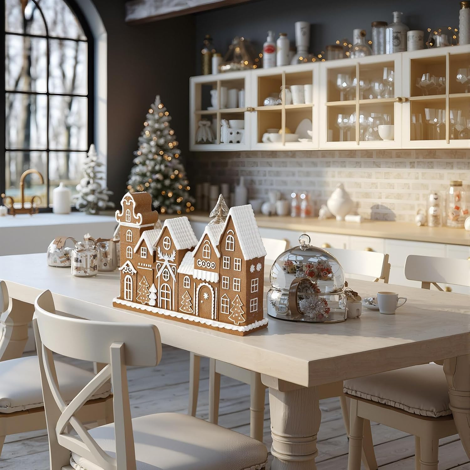 Yookeer Gingerbread House Decor - Festive Resin Collectible Figurines | Christmas Centerpiece for Home