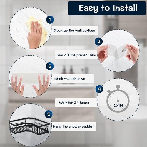 AKTECKE Shower Caddy Replacement Stickers - No Drilling Transparent Adhesive Strips | 4-Pack for Bathroom & Kitchen Storage