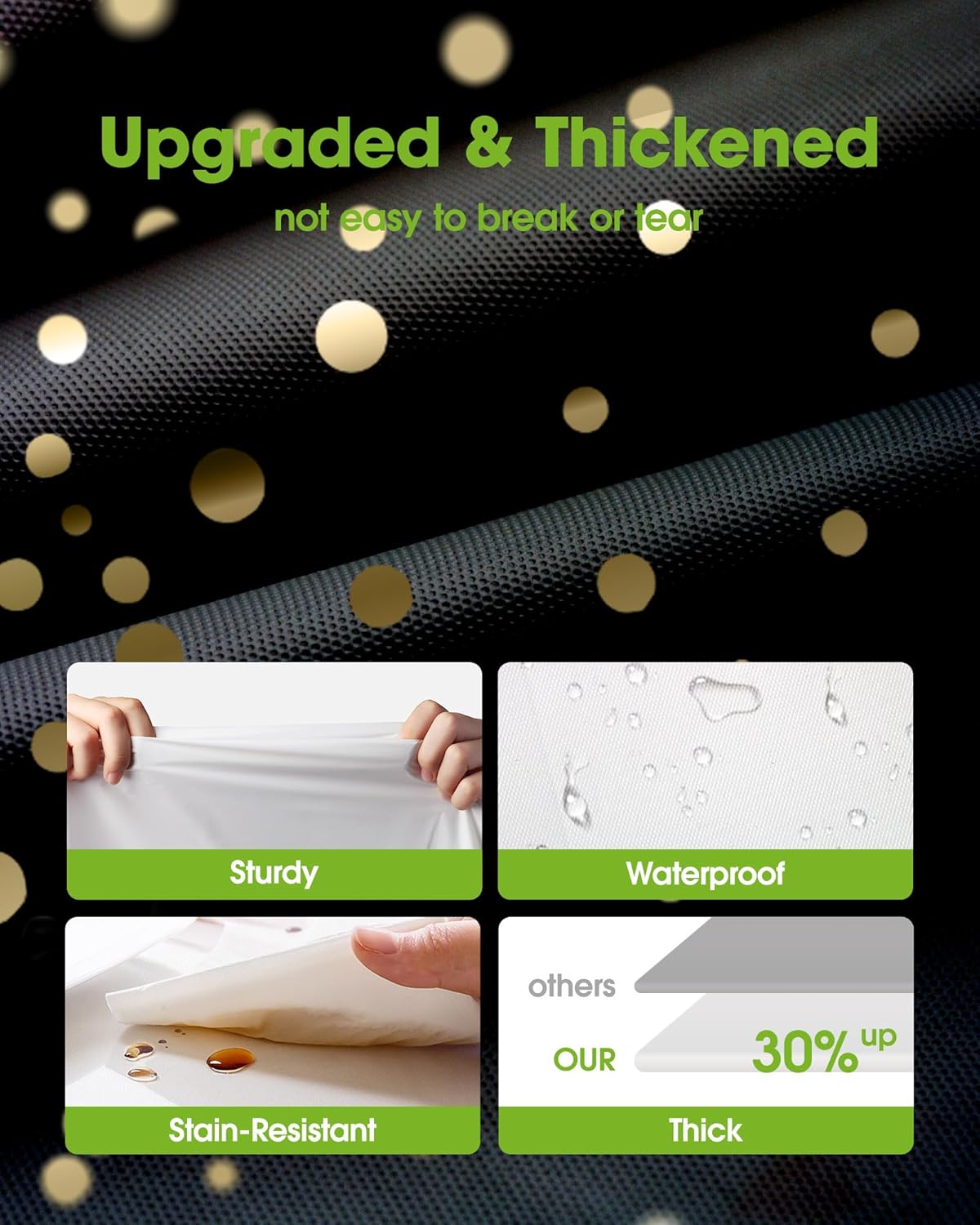 Pureegg Disposable Plastic Tablecloths - 10 Pack, 54 x 108 Inch, Leakproof & Sturdy, Black and Gold for Graduation Celebrations