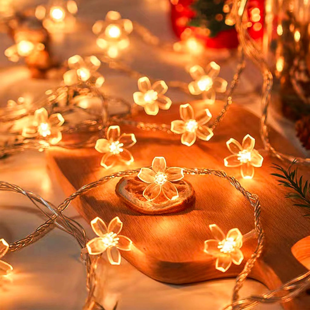 Skiennix Decorative Flower String Lights - 33ft 100 LED Soft Cherry Blossom Fairy Lights | Warm White for Bedroom, Patio, Wedding Decor