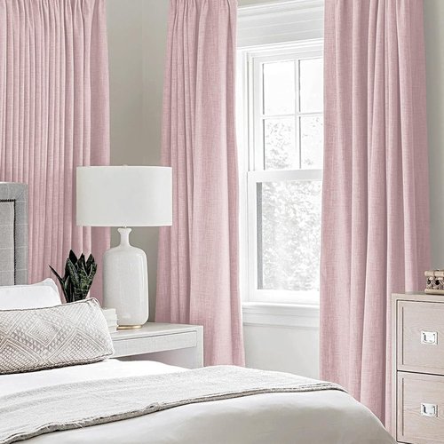 MIULEE Blackout Curtains - 100% Thermal Insulated Linen Texture Drapes | Pink, 52x84 Inch (2 Panels)