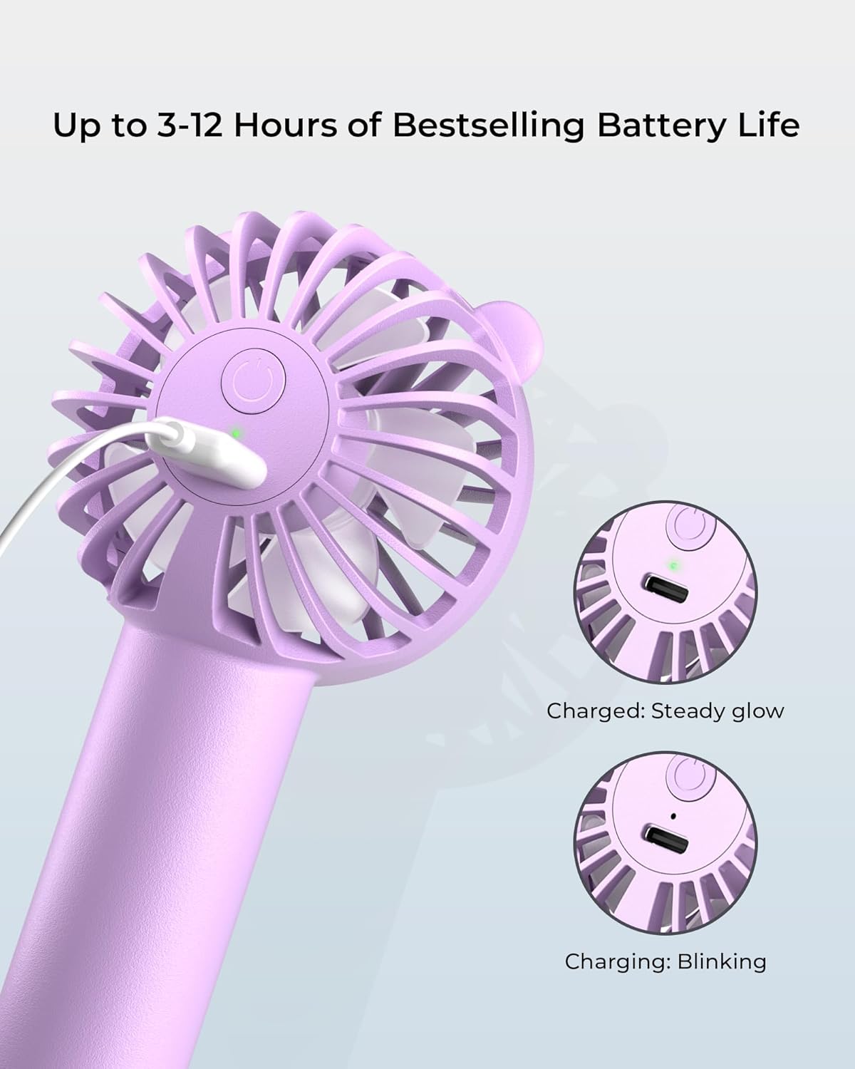 Skiennix Mini Portable Fan - 3 Speed USB-C Rechargeable, Quiet Handheld Design for Travel & Outdoors