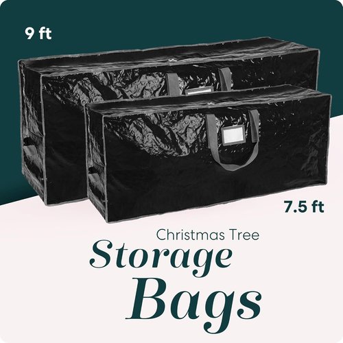 Christmas Tree Storage Bag | Durable Waterproof Zippered Bag for 9-Foot Artificial Trees - Protects Against Dust & Moisture (Black)
