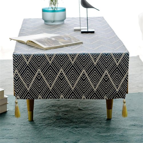 Utobanh Coffee Table Cloth with Tassle Small Rectangle Tablecloths for Side Table Washer Dryer Fridge Top Dust Cover 57 x 20 inch