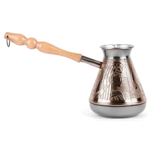 Egypt Copper Cezve Large 23.7 fl oz Ibrik Coffee Pot Greek Coffee Pot with Wooden Handle