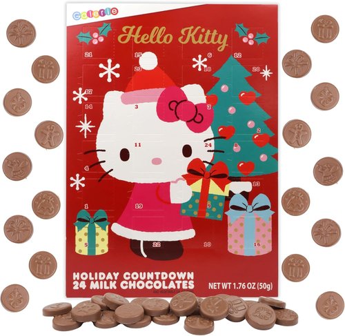 Hello Kitty | 2023 Christmas Countdown Calendar - 24 Milk Chocolate Pieces for Kids, 1.76 Ounces