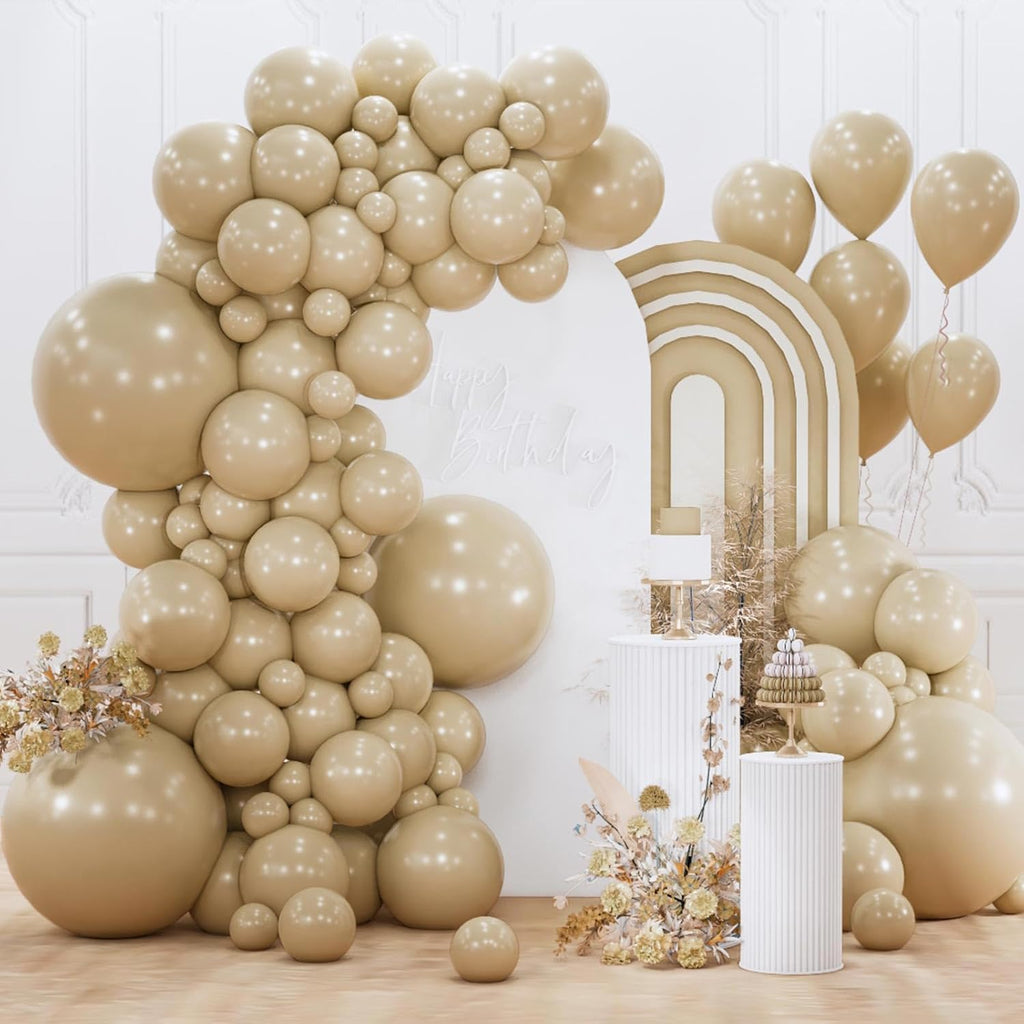 PartyWoo Cream Balloons - 155 Pcs in Beige, Ivory, and Nude | Perfect for Graduation & Baby Showers