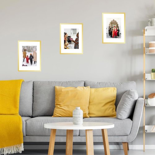 JCJMY A3 Gold Picture Frame - Display 8.3x11.7 Photos with Mat or 11.7x16.5 Without Mat | Wall Hanging Design