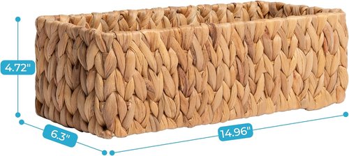 JS HANGER Round Paper Rope Storage Basket - Decorative Wicker Baskets for Organizing | 2 Pack Water Hyacinth
