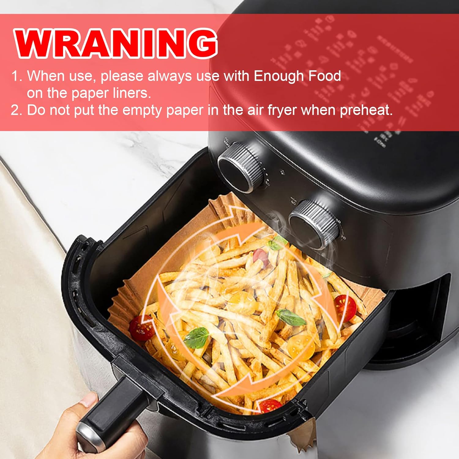 Vailnd Air Fryer Liners - 100 Pcs Disposable Oil-Proof Parchment Sheets for 8-12 QT Air Fryers