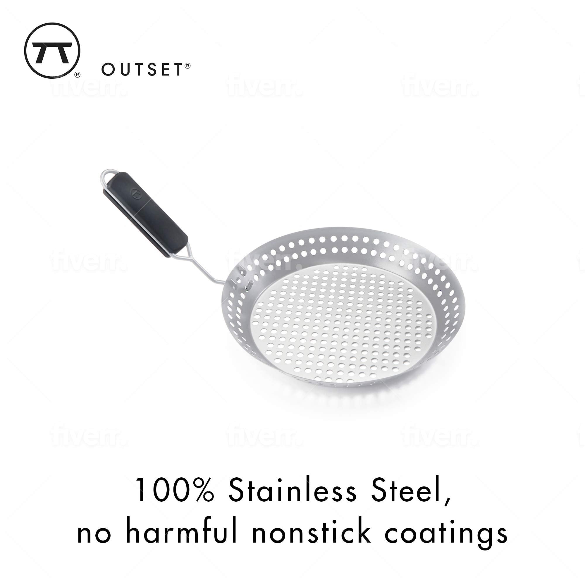 Outset Grill Skillet With Removable Handle, Stainless Steel