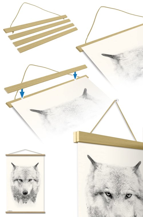 Trends International Radiate Positivity Wall Poster, 22.375" x 34", Premium Print and Beechwood Hanger Bundle