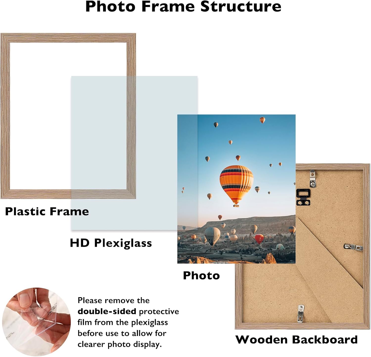 Rustic Brown Picture Frame by [Brand Name] - 8.5x12 Wall & Tabletop Display | Shatter-Resistant Plexiglass