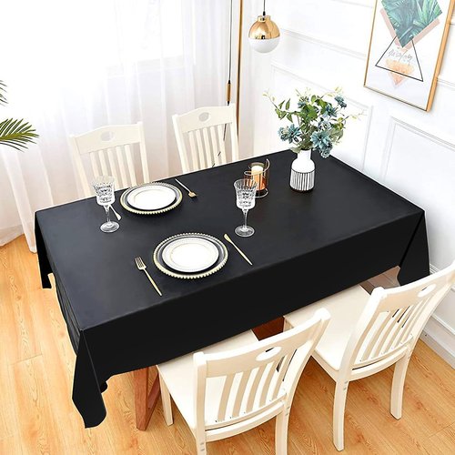 Black Plastic Tablecloth by [Brand Name] - 54"x108" Rectangular Disposable Cover for Parties & Events