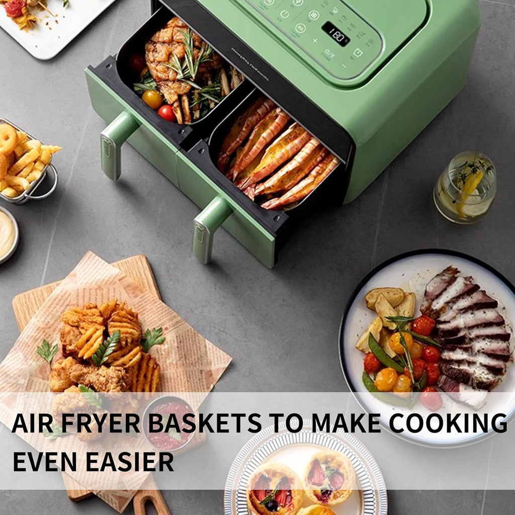 Skiennix Air Fryer Liners - 200 Disposable Non-Stick Parchment Sheets for Ninja Dual Foodi & Toaster Ovens