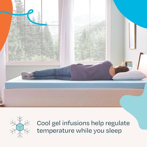 Linenspa Memory Foam Mattress Topper - 3 Inch Gel-Infused Cooling Foam | California King Size, Plush Comfort