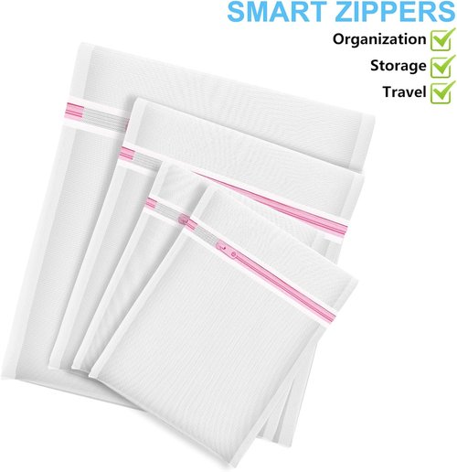 Mesh Laundry Bags by 4Pcs - Delicate Lingerie Wash Bags & Toy Storage Organizer | 1 Large, 1 Medium, 2 Small