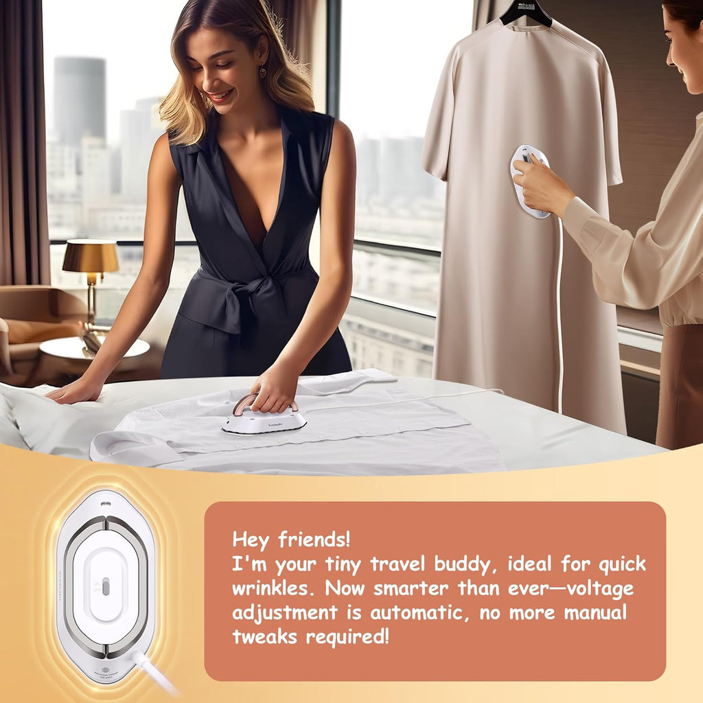 Newbealer Travel Iron - Mini Dry Iron with Global Voltage, Non-Stick Ceramic Soleplate, 300W, Silver
