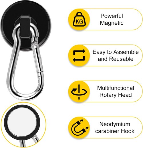 DIYMAG Magnetic Hooks - 70LBS Heavy Duty Neodymium Magnets for Home, Office & Travel | 15-Pack