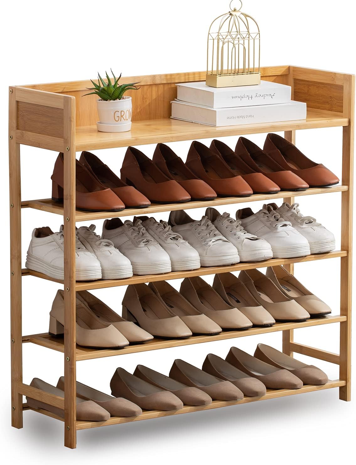 Bamboo Shoe Rack Organizer - 5-Tier Storage Shelf for Entryway, Hallway & Closet | Natural Finish (31.5")