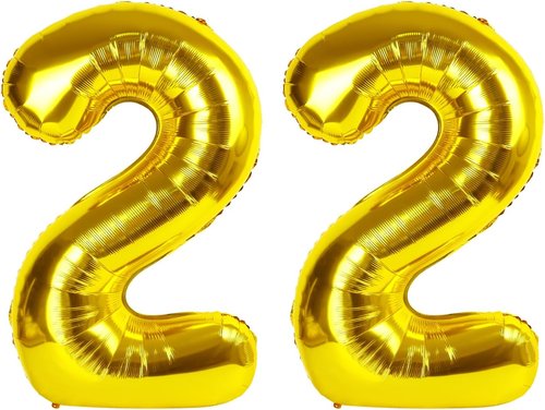 Gold Number 22 Balloon - 40 Inch 22nd Birthday Decoration for Men & Women | Golden Party Supplies
