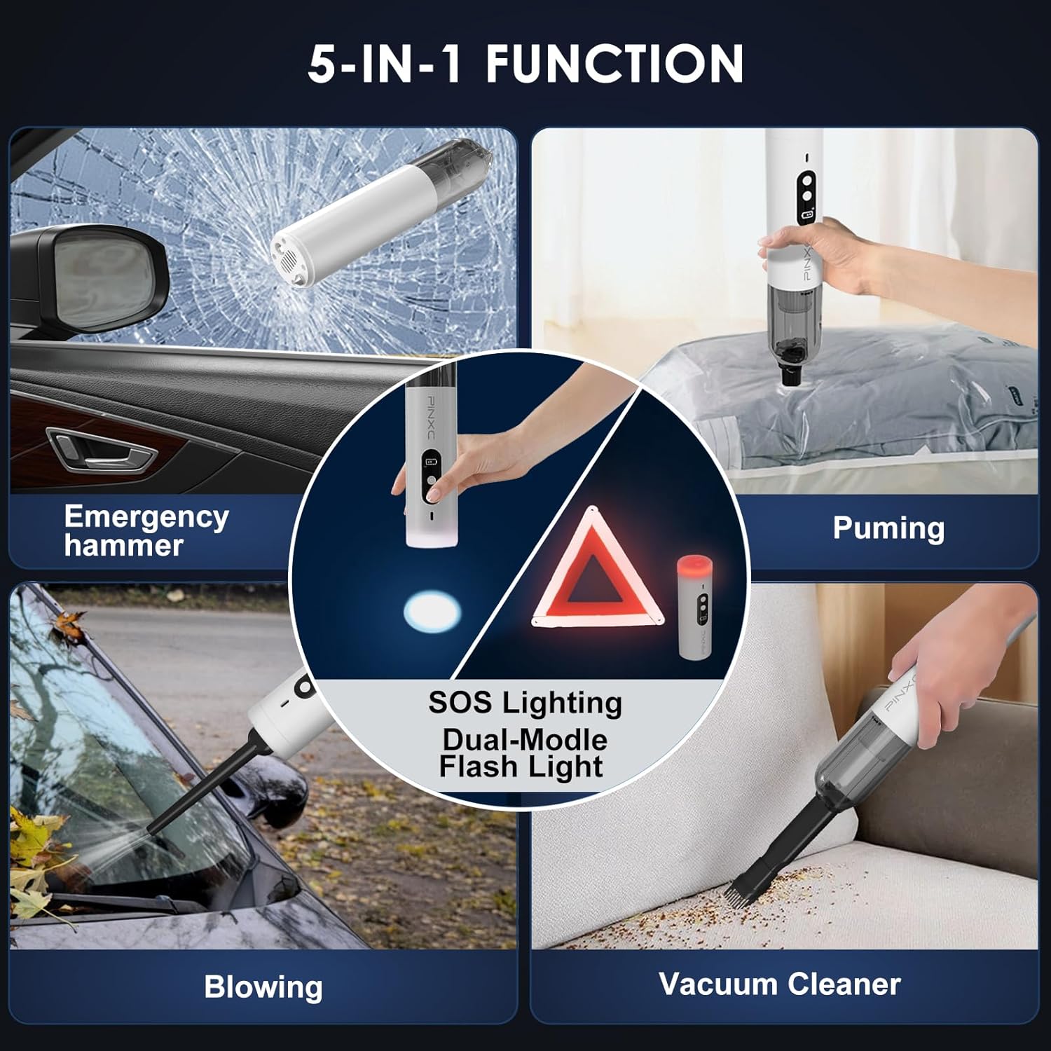 Skiennix Mini Vacuum Cleaner - Cordless 15000PA Handheld Power | 5-in-1 Portable for Car, Home & Pet Hair