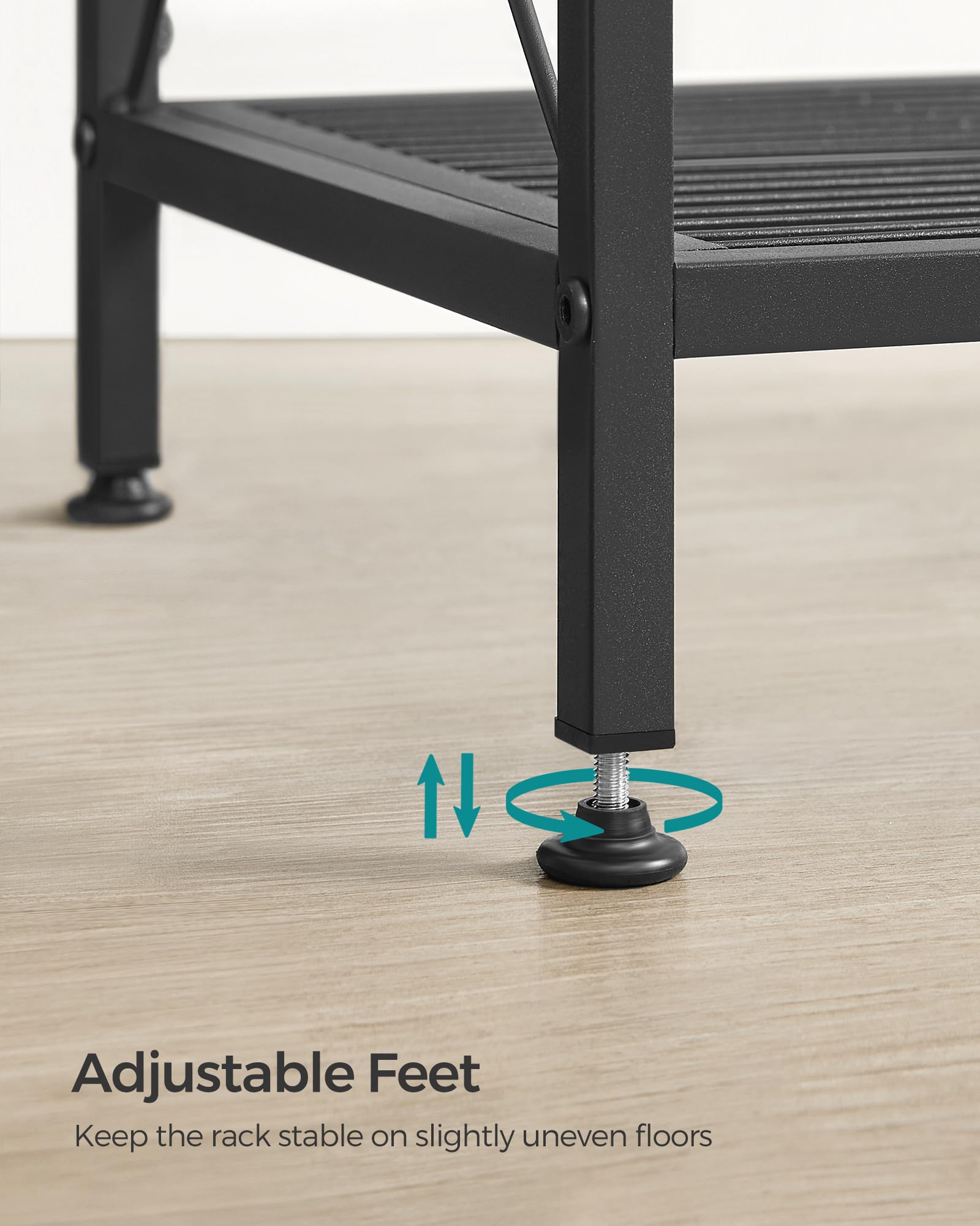 SONGMICS 5-Tier Metal Storage Rack, Shelving Unit with X Side Frames, Dense Mesh, 12.6 x 31.5 x 57.3 Inches, for Entryway, Kitchen, Living Room, Bathroom, Industrial Style, Ink Black UBSC185B01