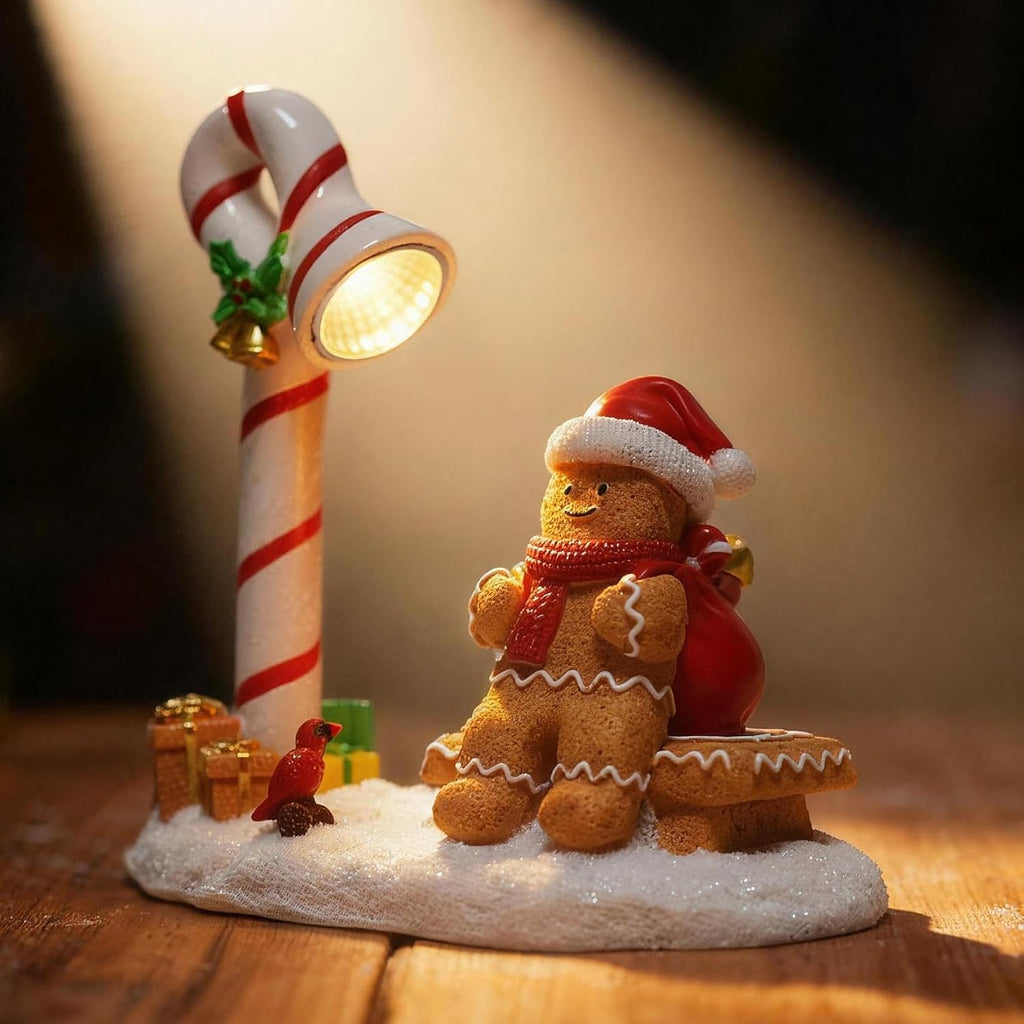 Skiennix Christmas Gingerbread Man Figurines - Cute Indoor Home Decor for Table Top & Fireplace