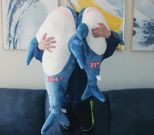 Ryttir 31 Inch XL Giant Shark Stuffed Animals,Chubbier Shark Pillow Soft Shark Plush Shark Body Pillow Stuffed Shark Décor, Perfect Chrismas Stress Relief Gift for Kids Women