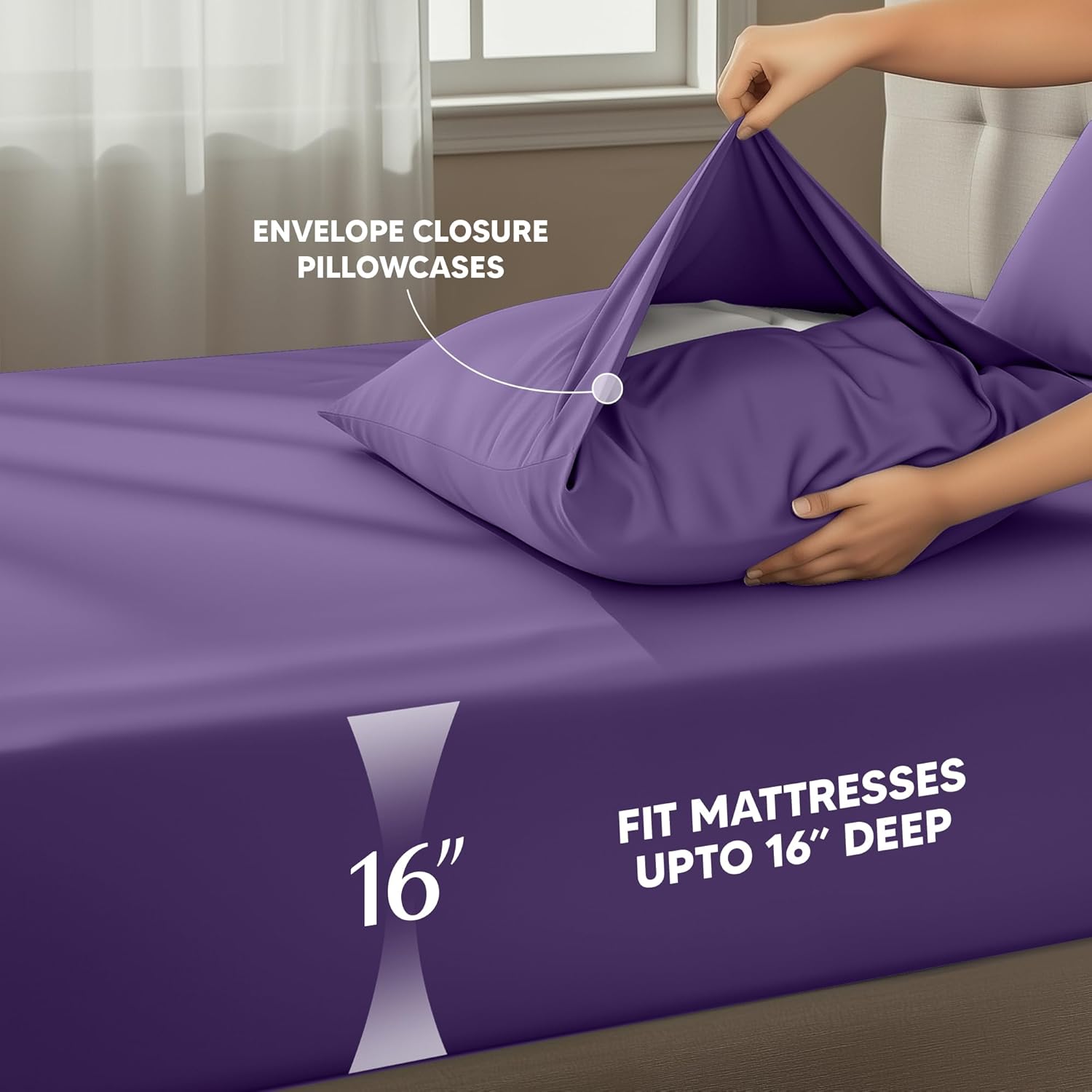 Utopia Bedding King Size Sheet Set - Soft, Breathable Microfiber | 4-Piece in Eggplant, Oeko-Tex Certified