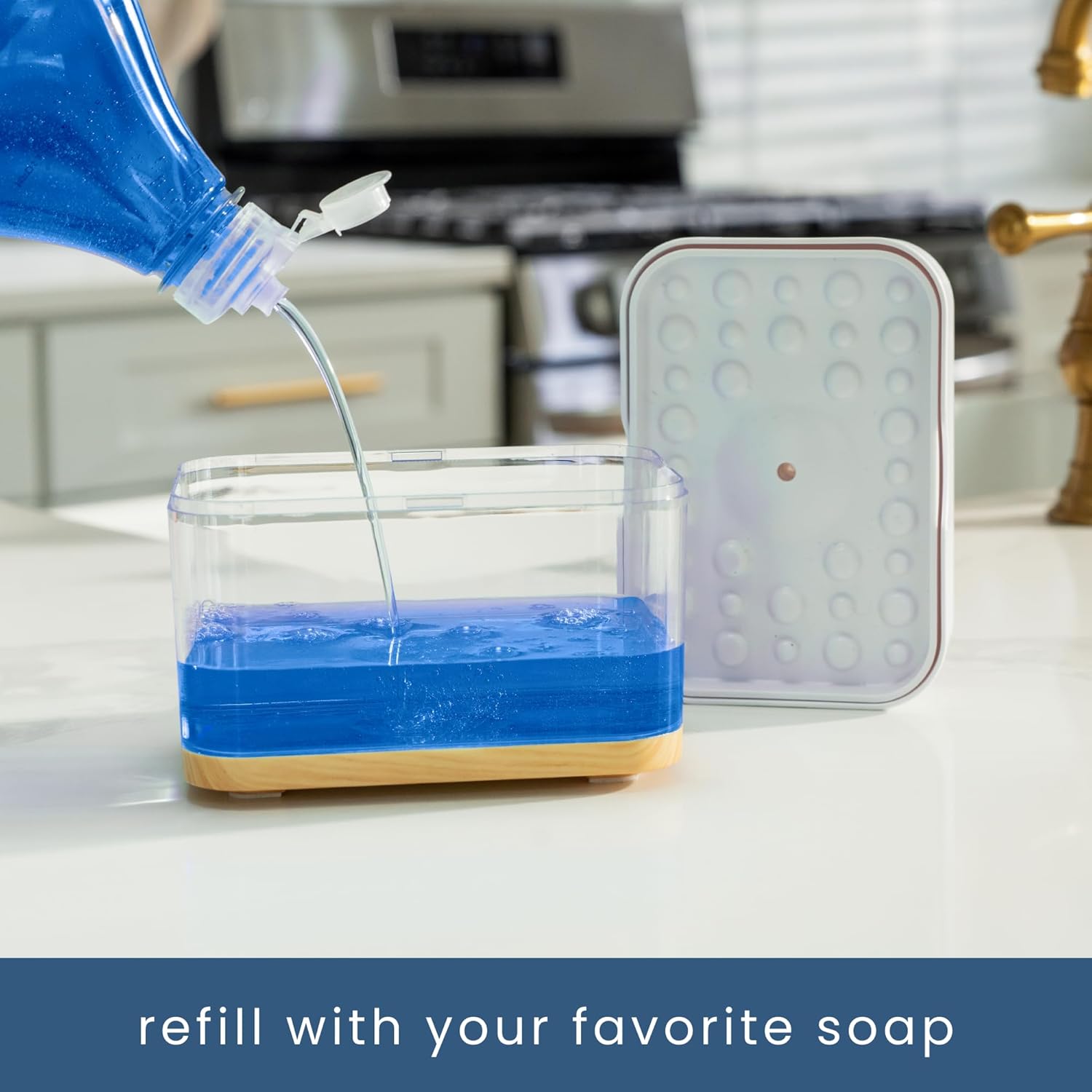 S&T INC. Dish Drying Mat - 18" x 24" Charcoal with White Bamboo Dish Soap Dispenser Bundle