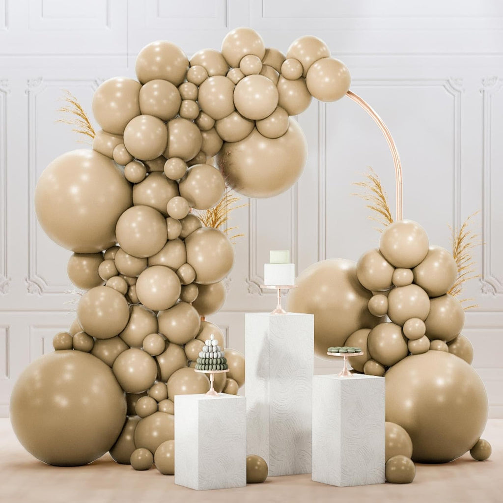 PartyWoo Cream Balloons - 120 Pcs in Beige, Ivory & Nude for Boho Fall Parties | 5-18 Inch Sizes
