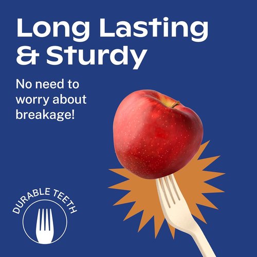 CORAL 100% Compostable Forks - 120 Heavy Duty, Break Resistant, Ocean Friendly | Light Brown, 7.0 Inch