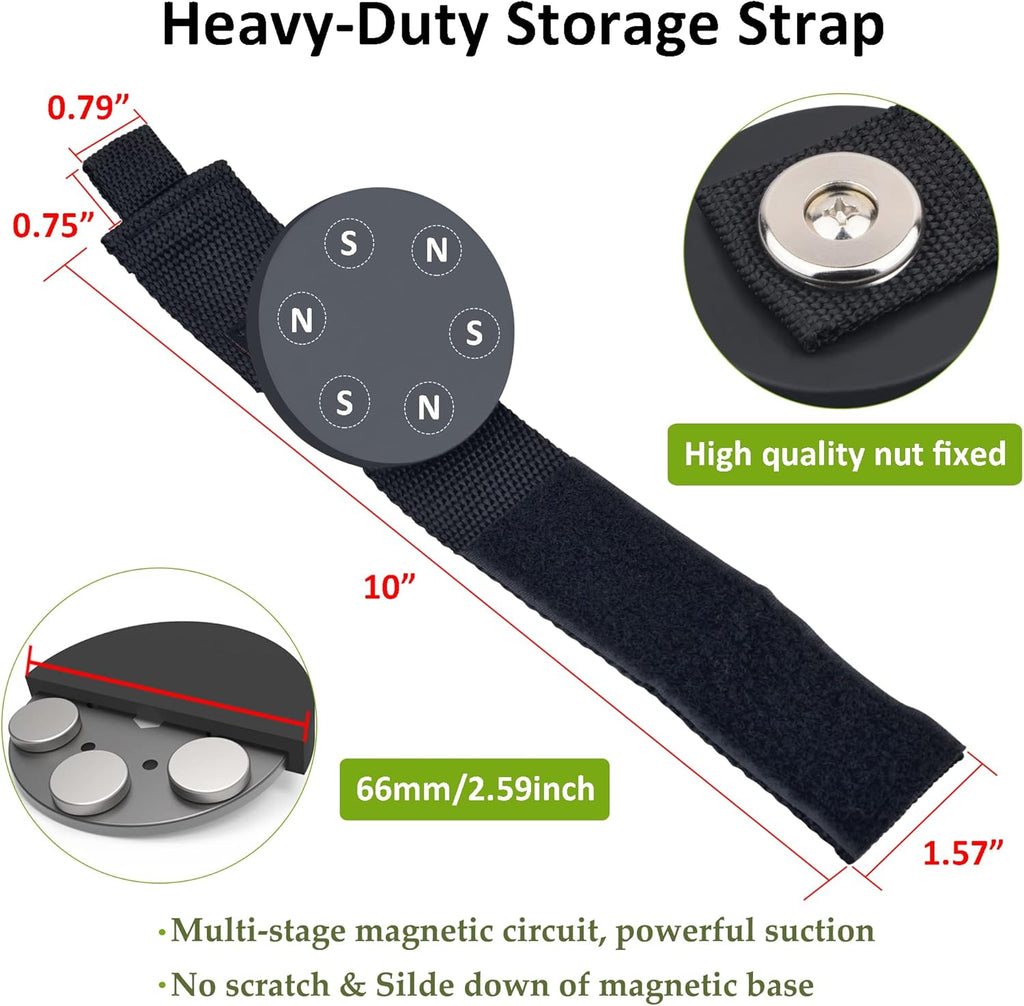ULIBERMAGNET Strong Magnetic Storage Straps - Heavy Duty Organizer for Garage Tools & Cords | 2 Pack