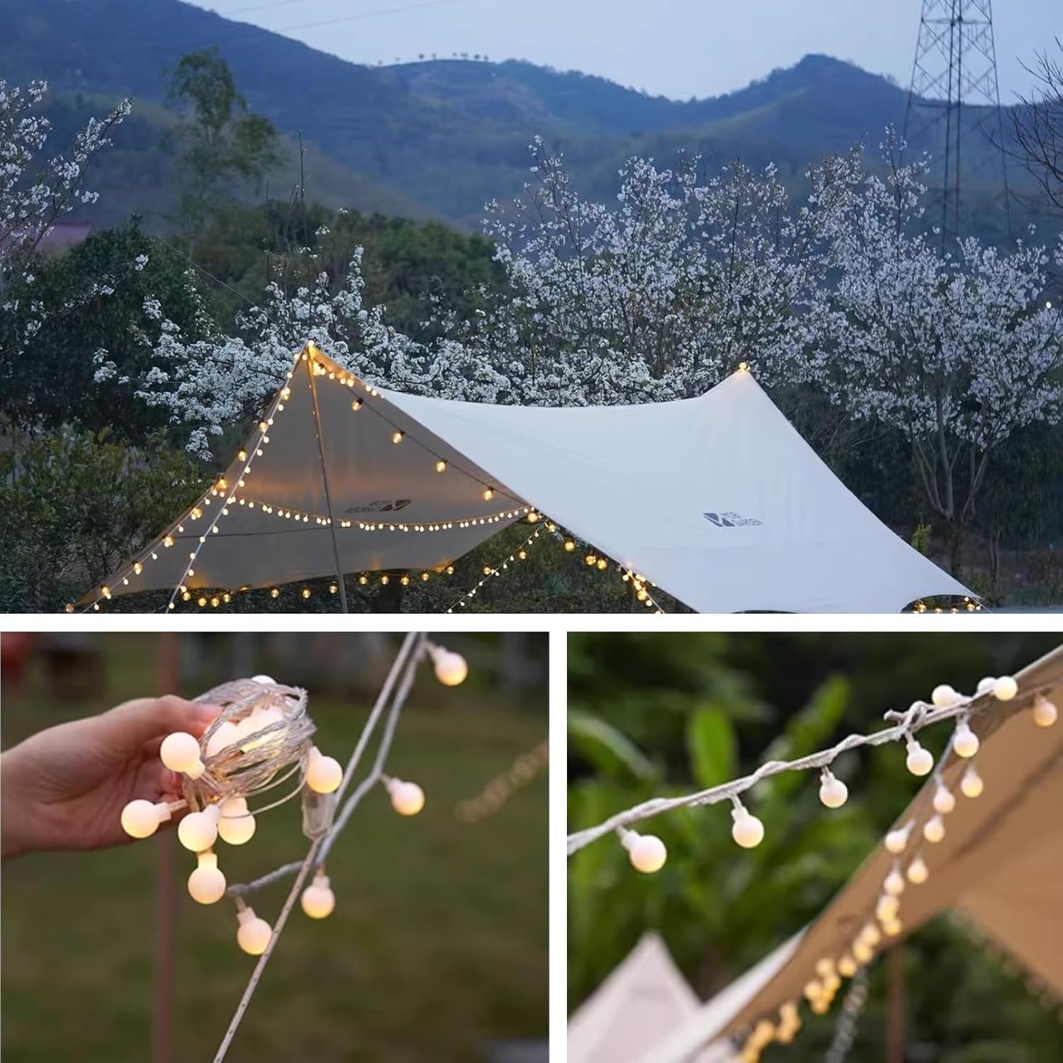Skiennix 2-in-1 Globe String Lights - 32.8 FT, 80 LEDs, Warm White for Christmas & Parties