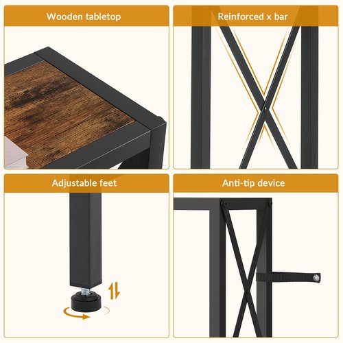 Gewudraw 70 in Skinny Sofa Table Behind Couch, Console Table with Oulets & USB Ports for Hallway, Entryway,Living Room, Bedroom, Rustic Brown