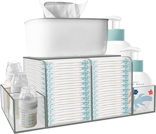 GILPWA Diaper Caddy - Detachable Clear Acrylic Organizer for Baby Changing Table Essentials