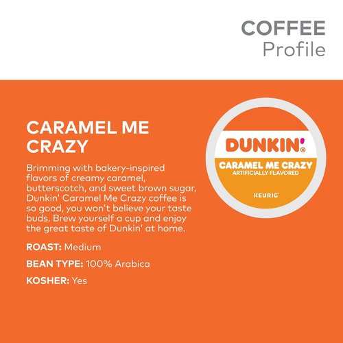 Dunkin' Caramel Me Crazy Coffee - 88 Flavorful Keurig K-Cup Pods for a Sweet Brew