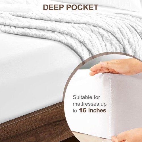 FreshCulture Queen Fitted Sheet - Ultra Soft, Breathable Microfiber | Deep Pocket Cooling Design (White)