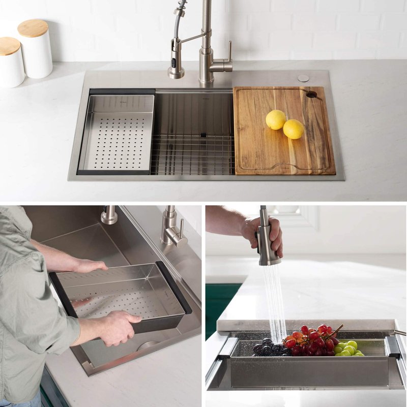 KRAUS Stainless Steel Colander for Workstation Kitchen Sink, CS-6