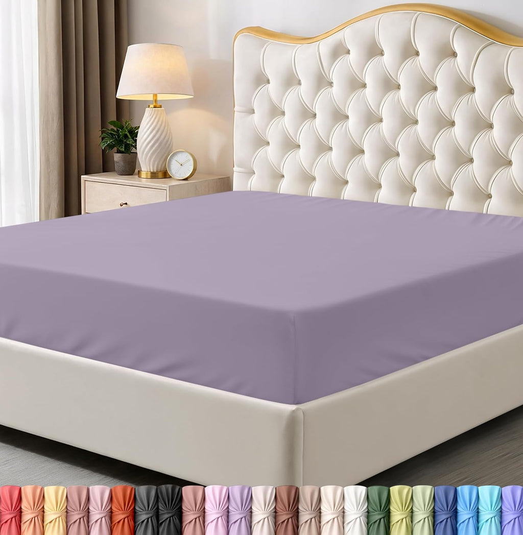 Utopia Bedding King Fitted Sheet - Deep Pocket Soft Microfiber - Fade Resistant & Easy Care | Lavender