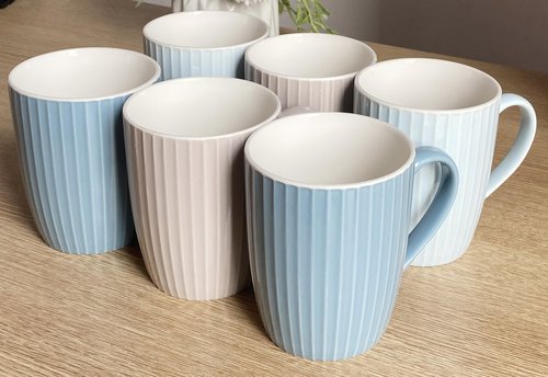 MIWARE 11 Ounce Porcelain Mugs, Set of 6 Coffee Mugs for Tea, Milk, Hot Cocoa, Multicolor