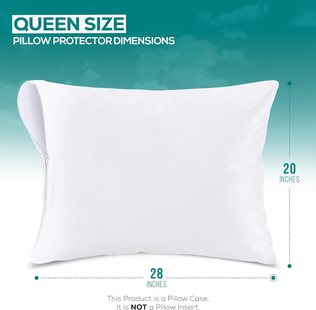 Utopia Bedding Pillow Protectors - Queen Size Zippered Covers | Bed Bug & Dust Mite Proof, Ultra Soft, Waterproof (White)