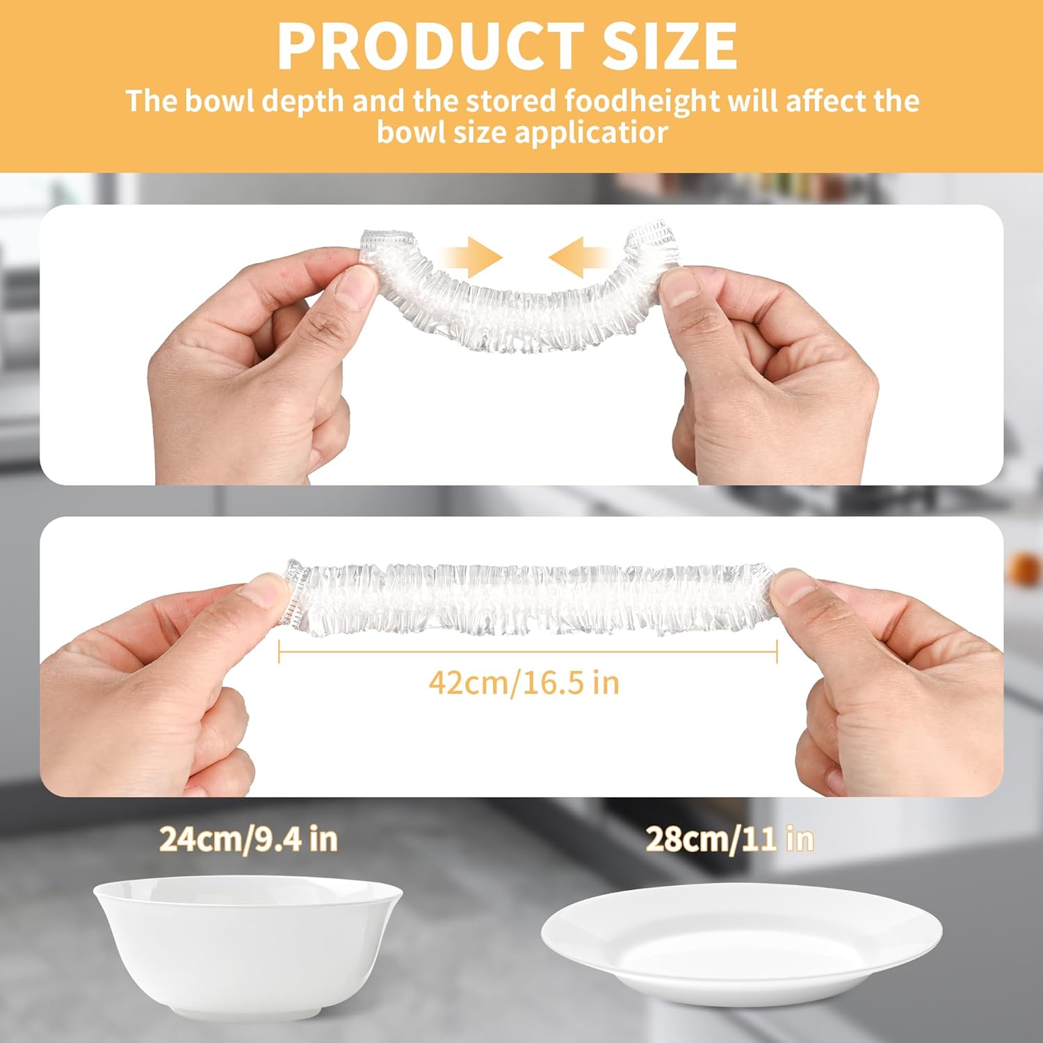 Skiennix 200 Bowl Covers - Large Elastic Reusable Shower Caps for Food Storage | BPA-Free Plastic Wrap
