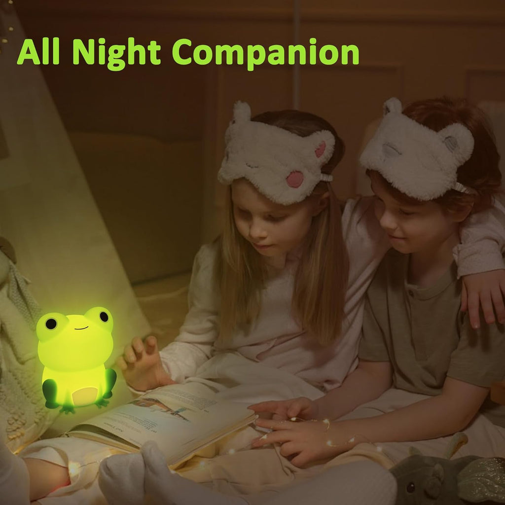 OkiyiD Frog Night Light - Rechargeable Dimmable Touch Control Bedside Lamp for Kids | Portable Nursery Gift