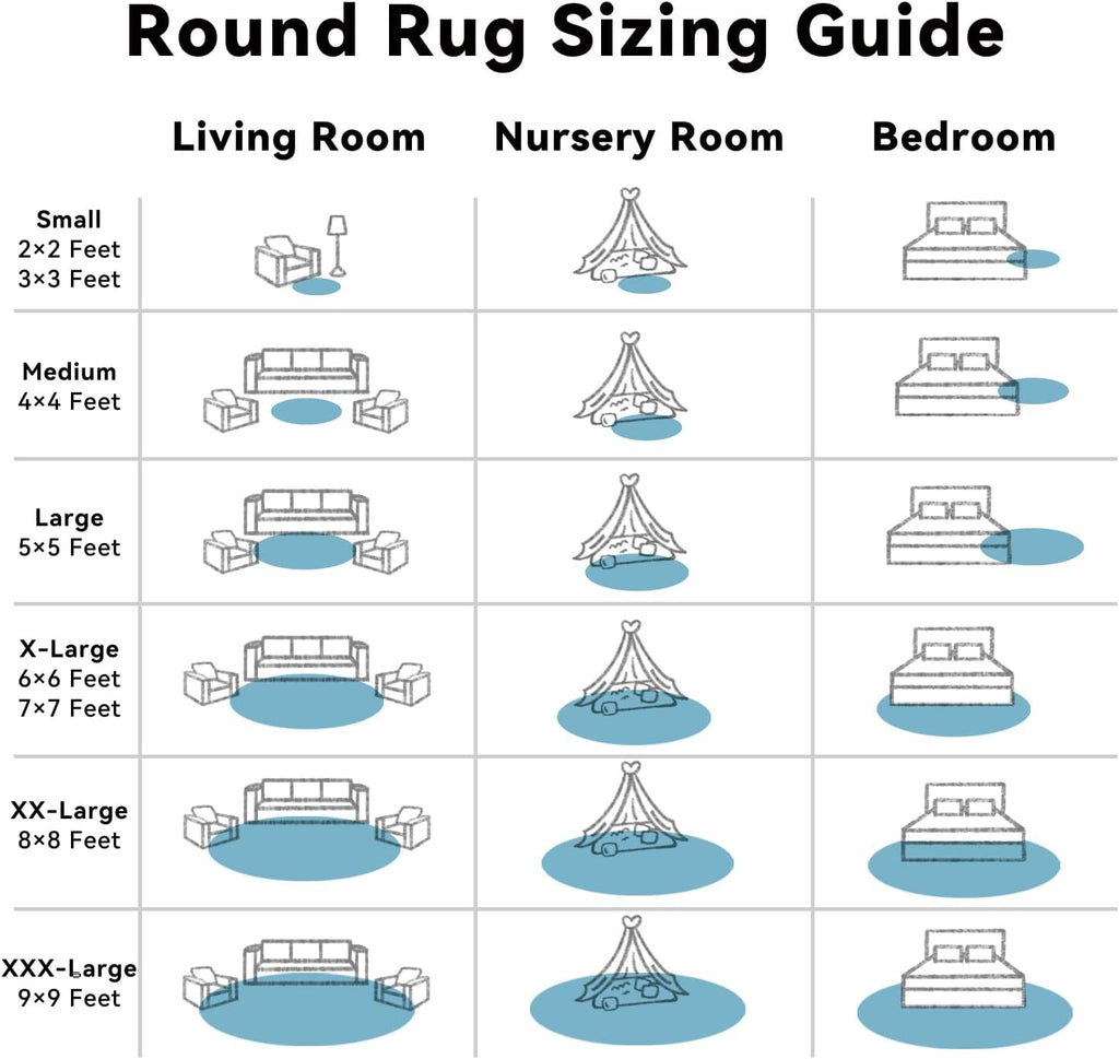 OLANLY Round Slate Blue Area Rug - Soft, Fluffy, Machine Washable 8 ft Carpet for Bedroom & Living Room